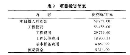 項(xiàng)目投資簡(jiǎn)表